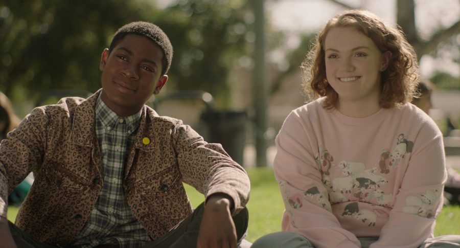 Sierra (Shannon Purser) and Dan (RJ Cyler) talk about Sierra's conundrum with a boy she likes.  