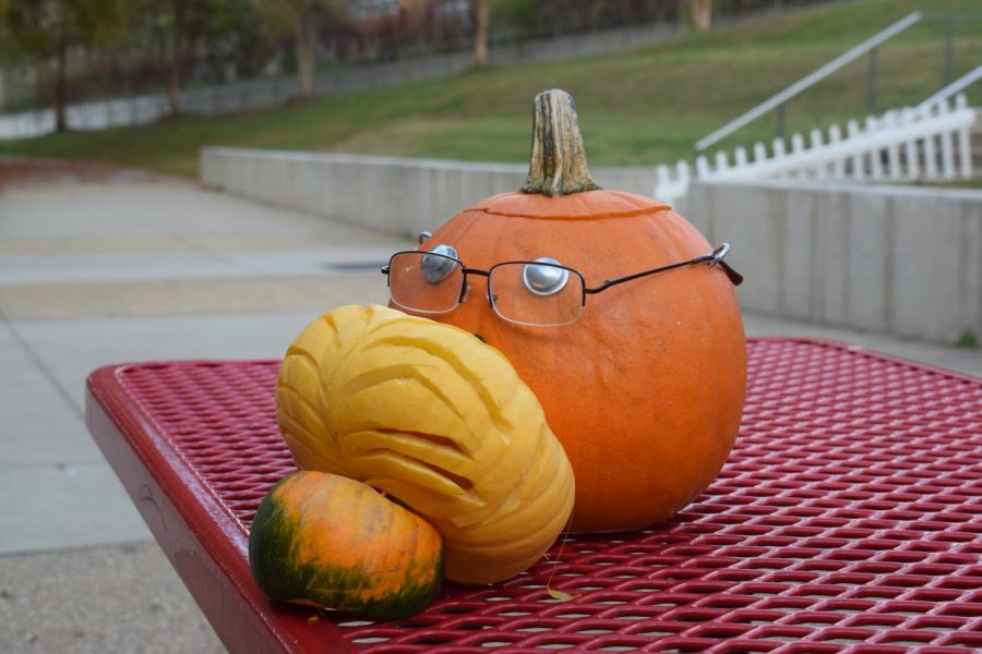 (October 2020) - Faculty carved pumpkins in the courtyard too.