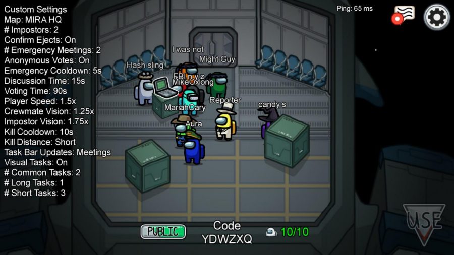 Playing a game of Among Us, players start the game in the main lobby of the game.