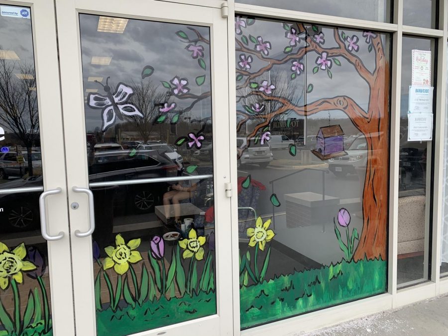 FHS students involved in the National Art Honor Society painted window displays for some businesses in Fauquier to show that Art Connects Us.