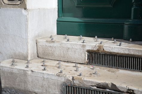 Spikes are put in place throughout major cities to deter the homeless population from spending extended periods of time in public places.