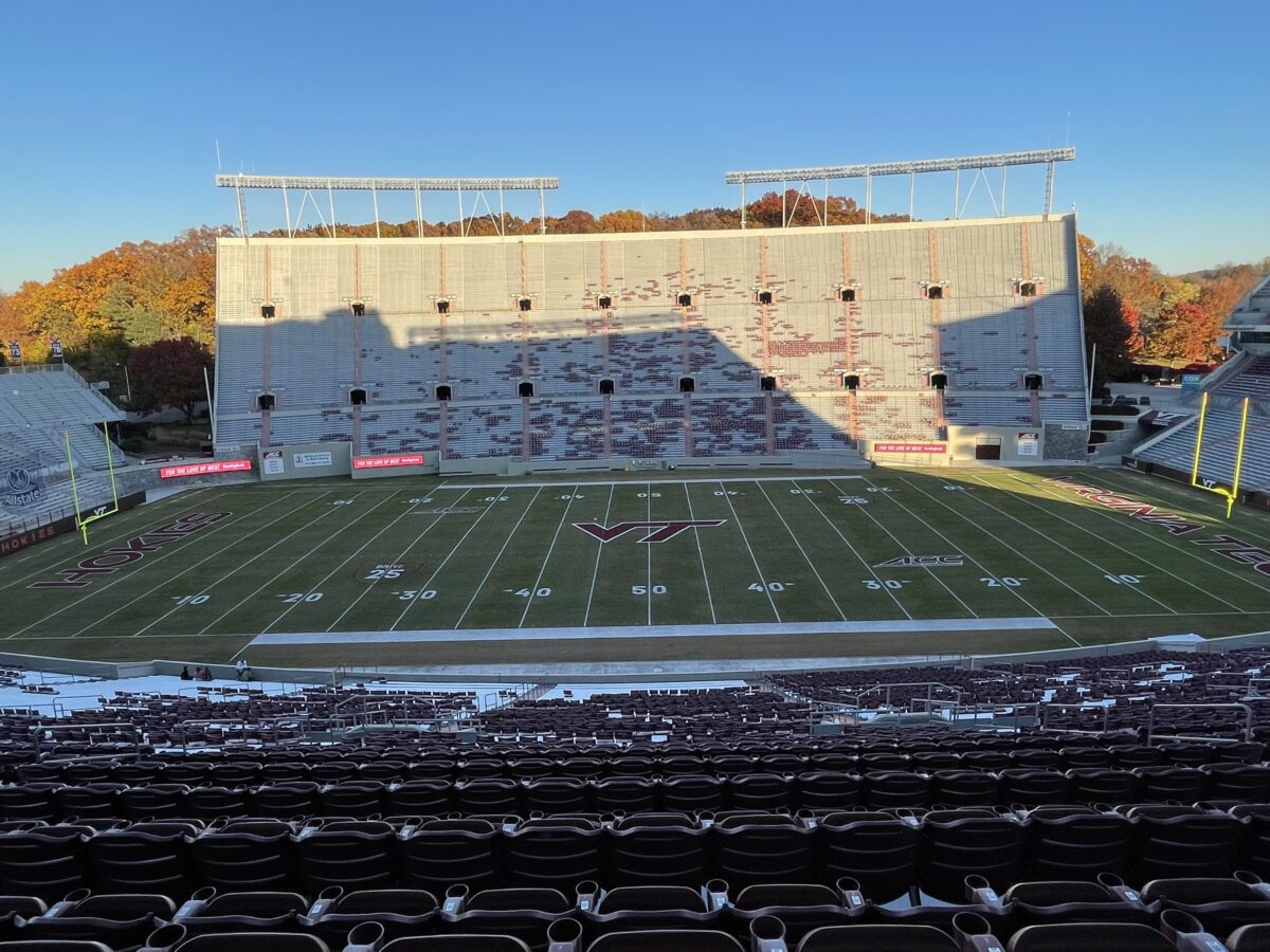 Virginia Tech’s Lane Stadium prepares for an upcoming football game.