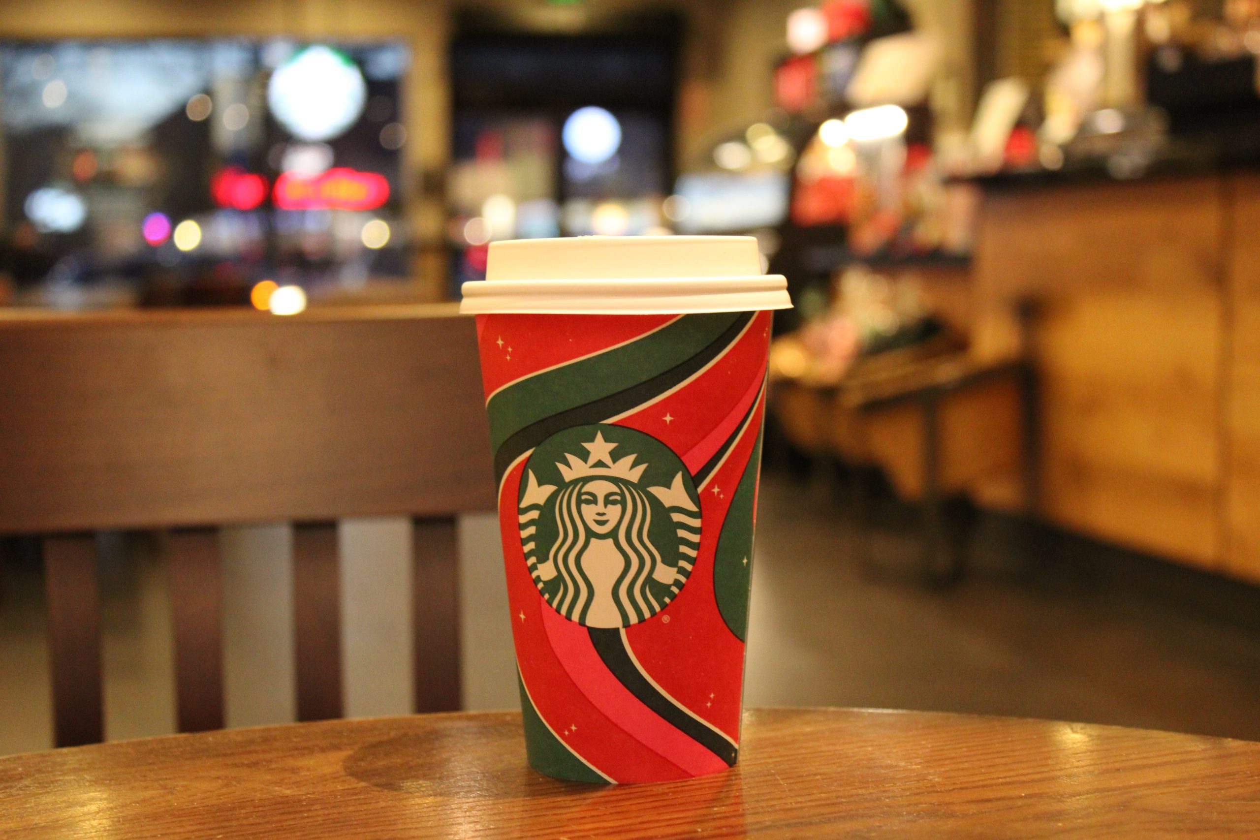 The holiday-themed Starbucks cup is a hallmark of the season.