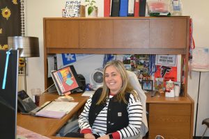 Jennifer Lowenbach radiates positive energy at her office located in the guidance department.