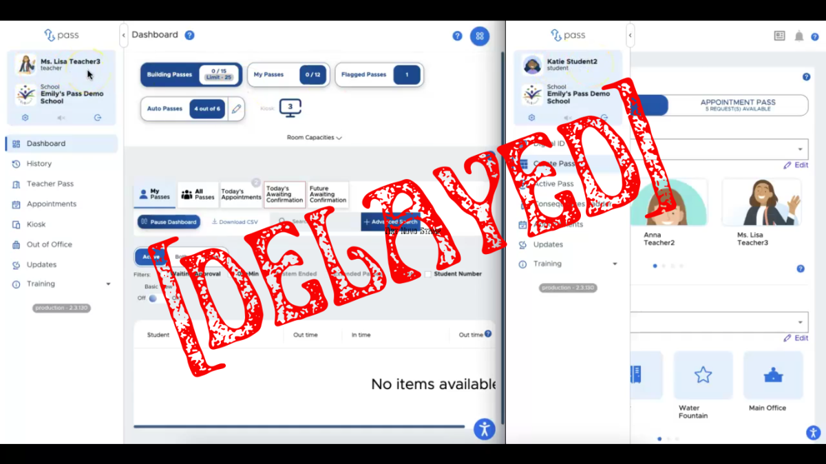 The "Securly" layout for the electronic passes is delayed until February.