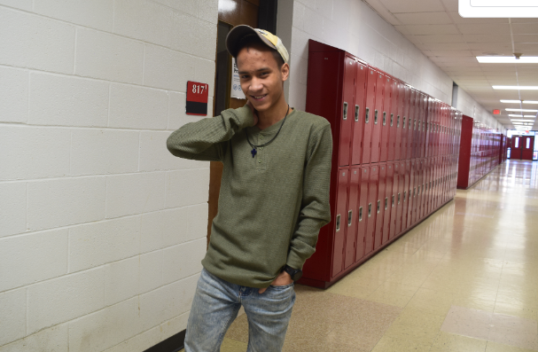 Henry Stanislaw shows off his casual school look with jeans, long sleeve and accessories.