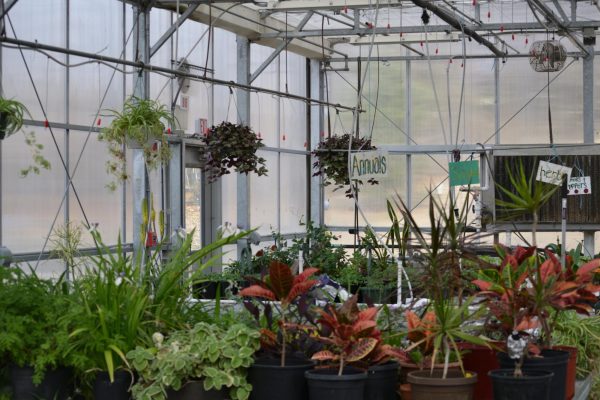 The greenhouse that houses the horticulture students' plants.