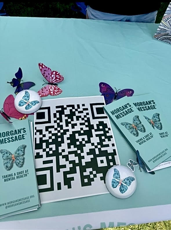 Morgan's Message displays a QR code for everyone to scan.