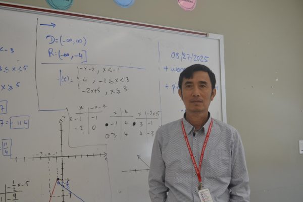 FHS math teacher Polyn Ean showing off what his classes are working on.