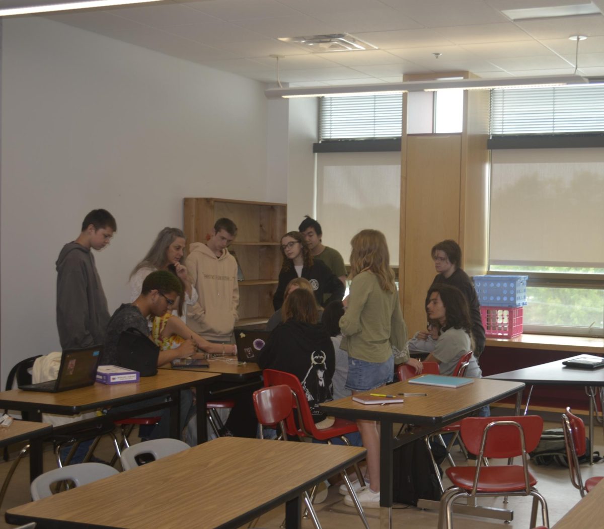 Theatre class is immersed in a project with their teachers', April Poland, instruction.