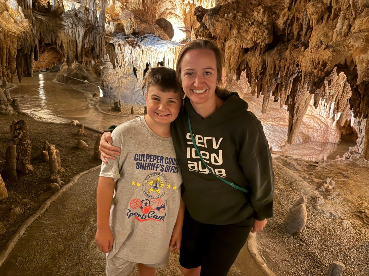 Megan Kleinhans exploring Luray Caverns with her son.