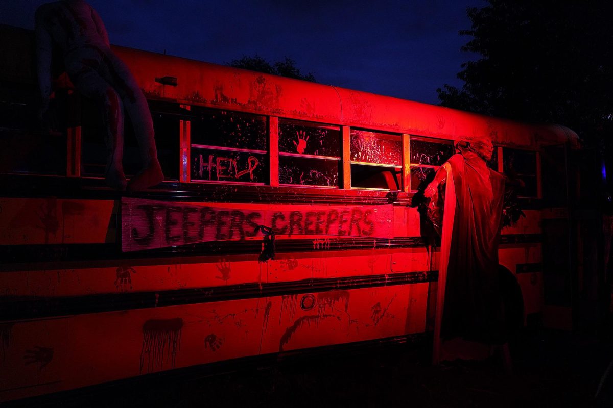 A scary bus at Buckland Farms waiting to haunt visitors.