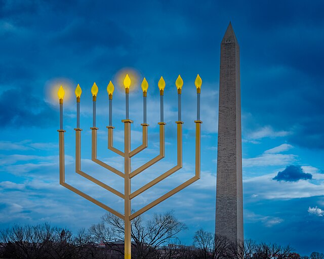 The annual lighting of the National Menorah in Washington D.C. is just one example of how Jewish communities in America celebrate Hanukkah.
