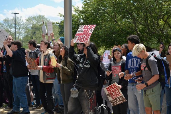 FHS students at the walk out expressed their feeling about the unfair punishment against three seniors during senior assassin.